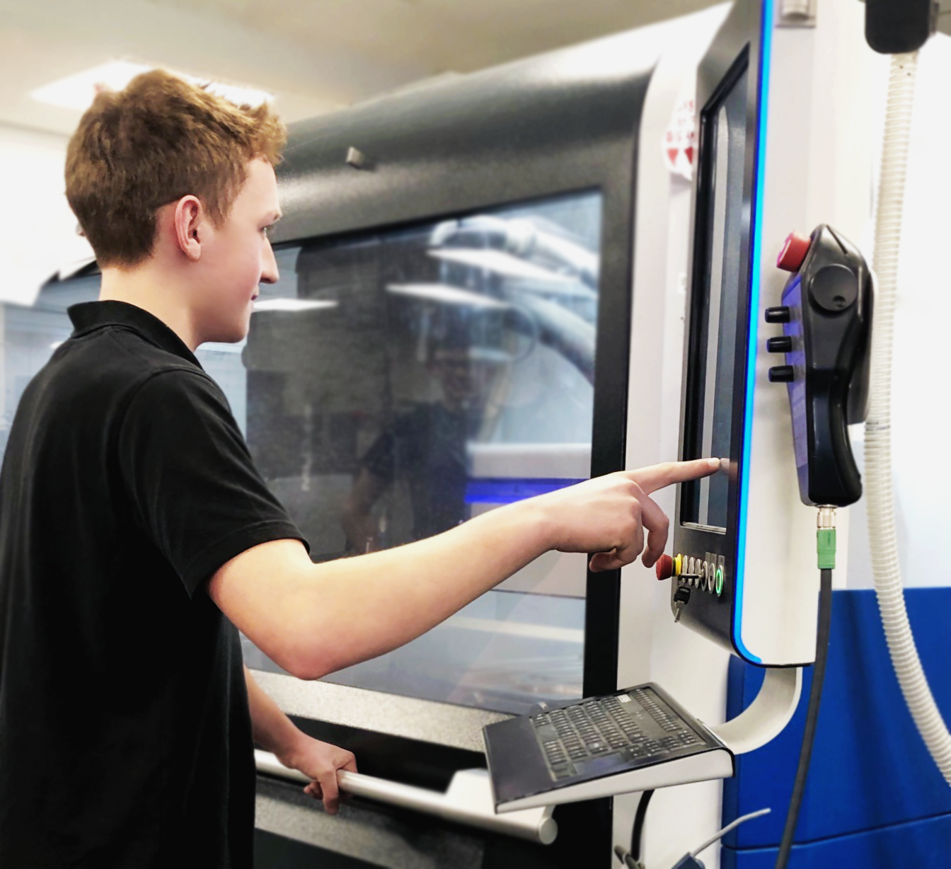 Machinist at his training place