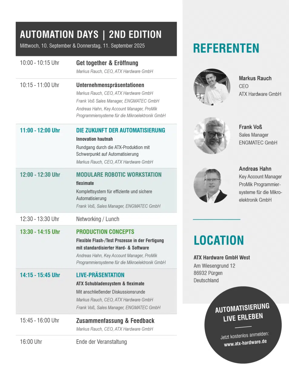 Agenda | Automation Days 2nd Edition