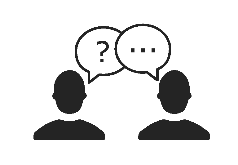 Symbol Anfrage und Beratung I Gespr&auml;ch zwischen zwei Personen